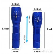 G1000 Military Tactical Flashlight 5 Modes Zoomable Adjustable Focus - Ultra Bright LED Tactical Flashlight - Full Kit (Blue)